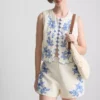 Cotton floral embroidered waistcoat Cotton floral embroidered waistcoat