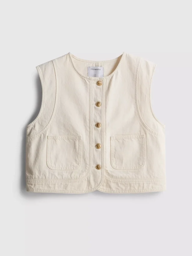 Cotton front-pocket cropped vest Cotton front-pocket cropped vest