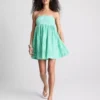 Cotton gingham bandeau mini dress Cotton gingham bandeau mini dress