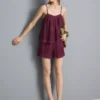Cotton high waisted embroidered shorts Cotton high waisted embroidered shorts