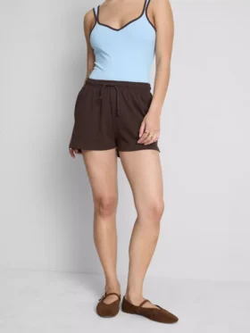 Cotton relaxed drawstring shorts