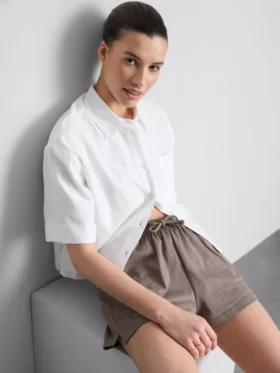 Cotton relaxed drawstring shorts
