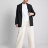 Cotton-rich barrel-leg utility pants