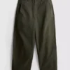 Cotton-rich barrel-leg utility pants