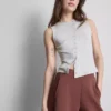 Cotton-rich button-through tank top Cotton-rich button-through tank top