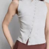 Cotton-rich button-through tank top Cotton-rich button-through tank top