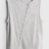 Cotton-rich button-through tank top Cotton-rich button-through tank top