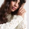 Cotton rich crochet long sleeve top Cotton rich crochet long sleeve top