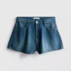 Cotton rich denim pleated flare shorts Cotton rich denim pleated flare shorts