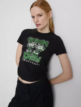 Cotton rich green day ruched baby tee