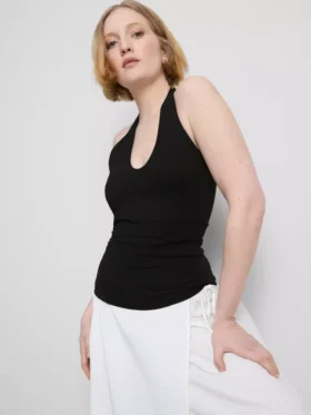 Cotton rich halter top
