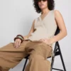 Cotton-rich knitted wrap vest Cotton-rich knitted wrap vest