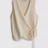 Cotton-rich knitted wrap vest Cotton-rich knitted wrap vest