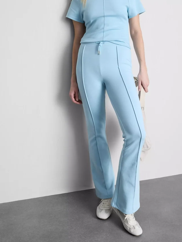 Cotton-rich pintuck flared-leg joggers Cotton-rich pintuck flared-leg joggers