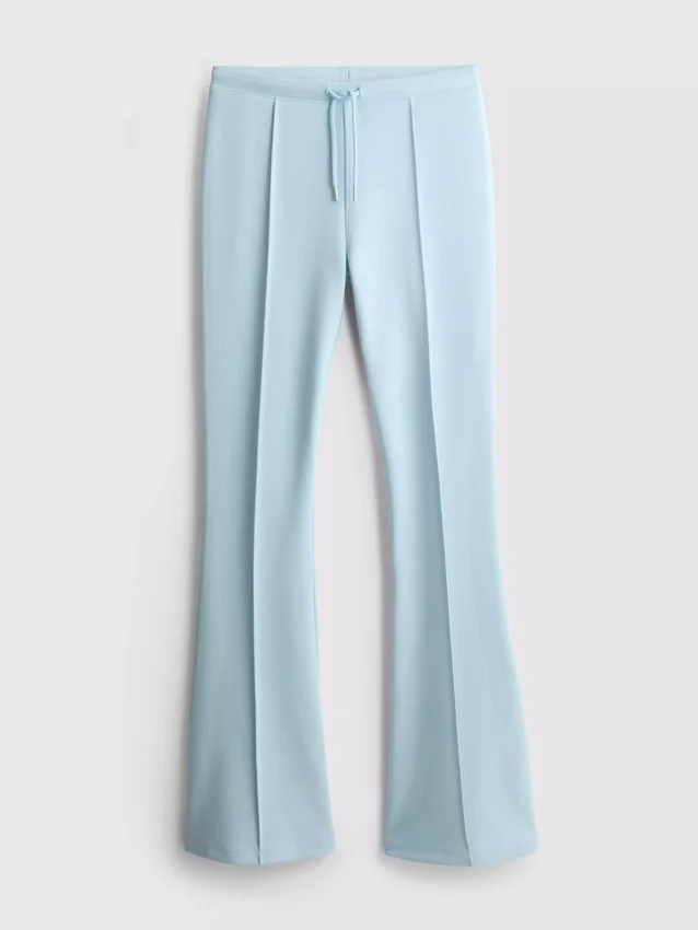 Cotton-rich pintuck flared-leg joggers Cotton-rich pintuck flared-leg joggers