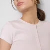 Cotton-rich ribbed button-through top Cotton-rich ribbed button-through top
