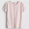 Cotton-rich ribbed button-through top Cotton-rich ribbed button-through top