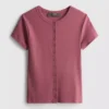 Cotton-rich ribbed button-through top Cotton-rich ribbed button-through top