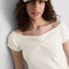 Cotton-rich short-sleeve bardot top Cotton-rich short-sleeve bardot top