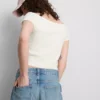 Cotton-rich short-sleeve bardot top Cotton-rich short-sleeve bardot top