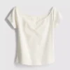 Cotton-rich short-sleeve bardot top Cotton-rich short-sleeve bardot top