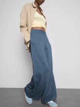 Cotton-rich wide-leg pleated joggers Cotton-rich wide-leg pleated joggers