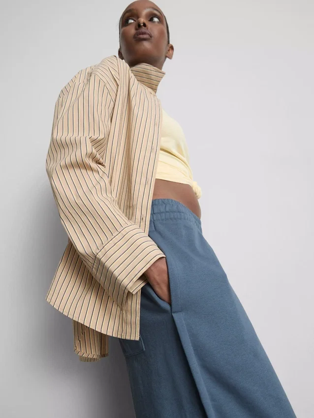 Cotton-rich wide-leg pleated joggers Cotton-rich wide-leg pleated joggers