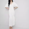 Cotton seersucker midi smock dress Cotton seersucker midi smock dress