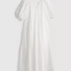 Cotton seersucker midi smock dress Cotton seersucker midi smock dress