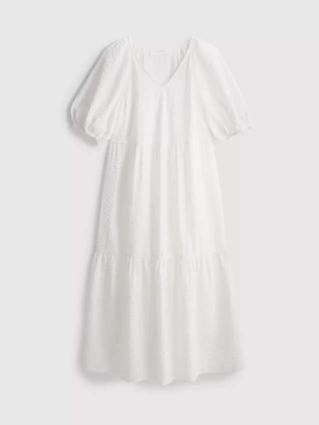 Cotton seersucker midi smock dress Cotton seersucker midi smock dress