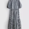 Cotton seersucker midi smock dress Cotton seersucker midi smock dress