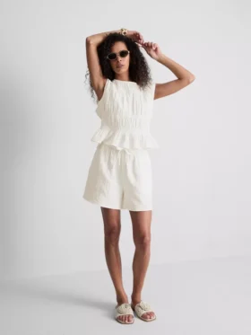 Cotton shirred tank top