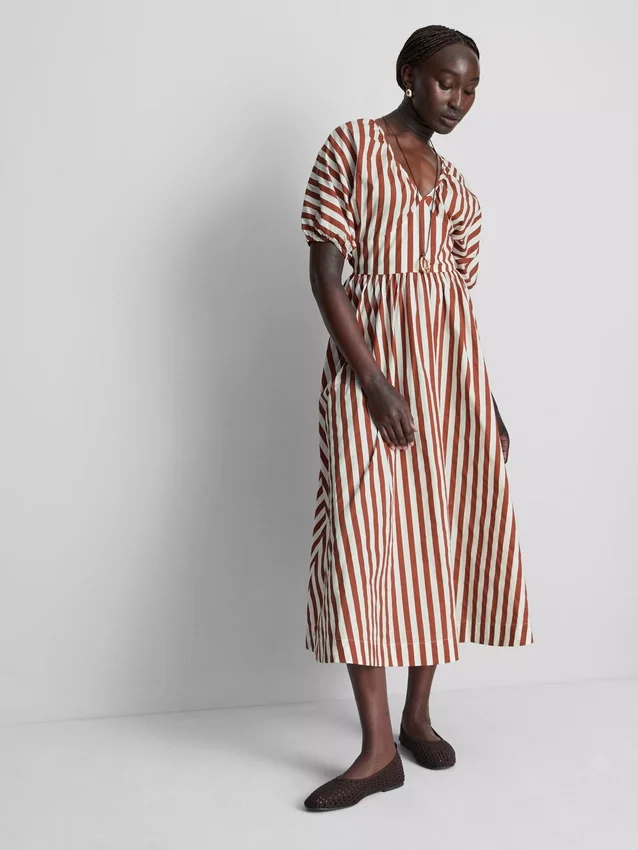 Cotton striped midaxi smock dress Cotton striped midaxi smock dress