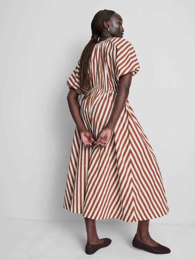 Cotton striped midaxi smock dress Cotton striped midaxi smock dress