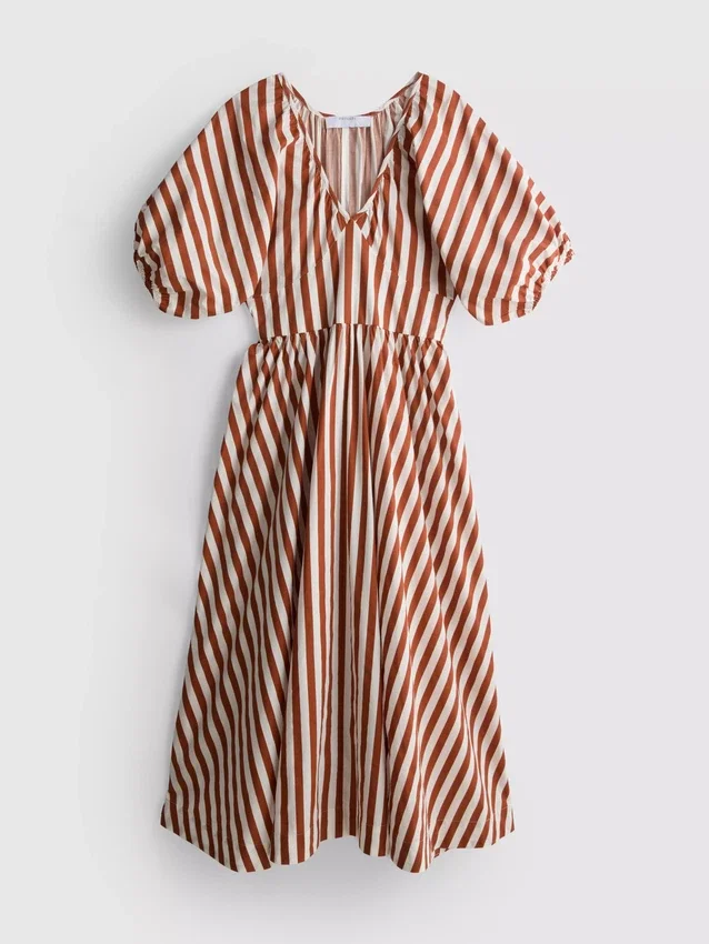 Cotton striped midaxi smock dress Cotton striped midaxi smock dress