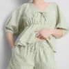 Cotton striped seersucker shorts
