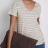 Cotton striped v-neck tee Cotton striped v-neck tee
