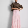 Cotton tiered maxi peasant skirt