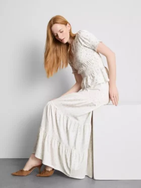 Cotton tiered maxi peasant skirt