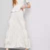 Cotton tiered maxi peasant skirt