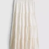 Cotton tiered maxi peasant skirt