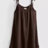 Cotton trapeze mini dress