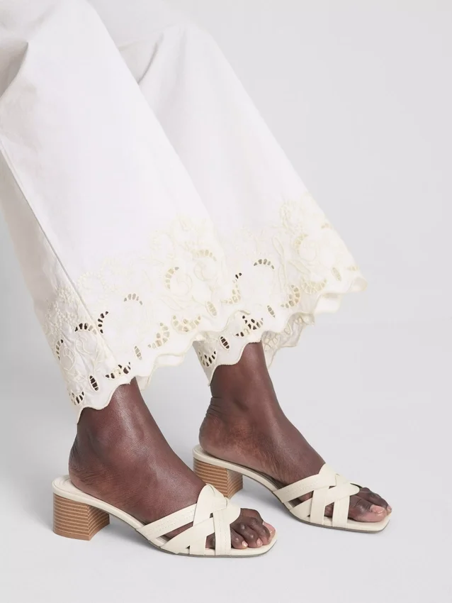 Cotton wide leg embroidered pants Cotton wide leg embroidered pants