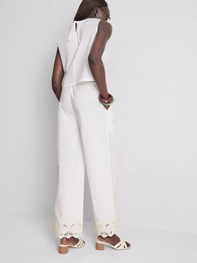 Cotton wide leg embroidered pants Cotton wide leg embroidered pants