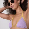 Crinkle contrast triangle bikini top