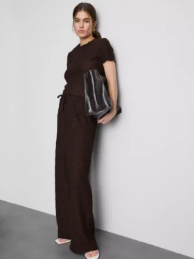 Crinkle straight-leg drawstring pants