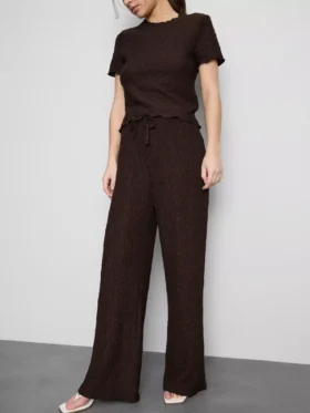 Crinkle straight-leg drawstring pants