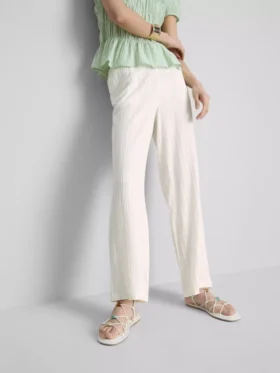 Crinkle straight-leg trousers