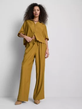 Crinkle wide leg pants