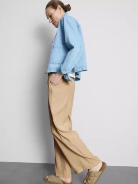 Crinkle wide leg pants